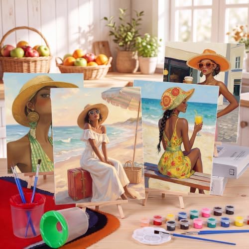 Sherr 140 Pcs 20 Set Pre Drawn Canvas Painting Kit, Summer