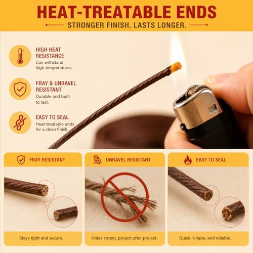 Mandala Crafts 80M 0.8mm Charcoal Round Waxed Thread for Leather Sewing