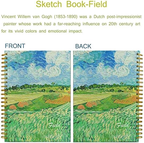 Van Gogh Aesthetic Art Mixed Media Sketchbook,A4 Spiral-Bound SketchbookMarker Paper Pad, 80 Pages of Premium 200 GSM Smooth Thick Paper, Mixed Media Sketch Book Drawing and Sketching for Kids Adults
