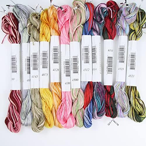 KCS Big skeins of 25 Meters Size 25 Color Variegated Cross Stitch Stranded Threads,12 skeins,13