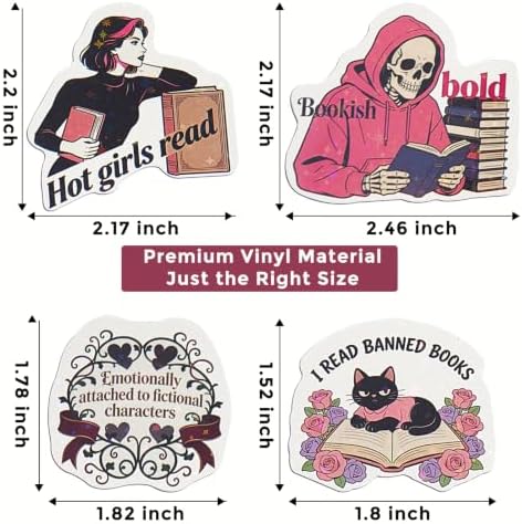 120 Pcs Dark Romantic Book Stickers, Holographic Bookish Sticker