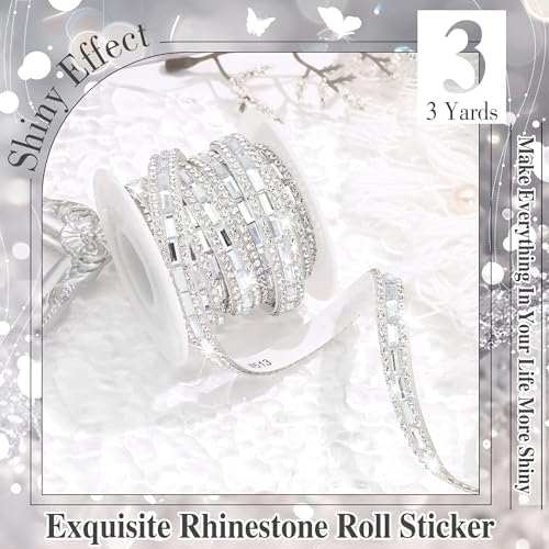 White Rhinestone Ribbon Roll 1 CM Wide Glass Gem Rhinestone Tape