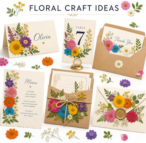 181 pcs Dried Flowers for Resin, Natural Flowers and Leaves Kit with Butterfly Stickers, Vacuum Sealed DIY Pressed Flowers for Jewelry Molds, Candle Soap Making, Scrapbook, Nail Art (Colorful-A)