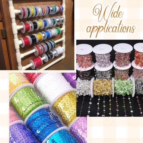 SUNNYCLUE 15Pcs 64 x 58mm Empty Spool Plastic Bobbins Bulk White Ribbon Weave Crochet Sewing Organizer Holder Chain Tape Spool for Thread Crafts Arts Stitch Supplies Embroidery Needle Yarn Women Adult