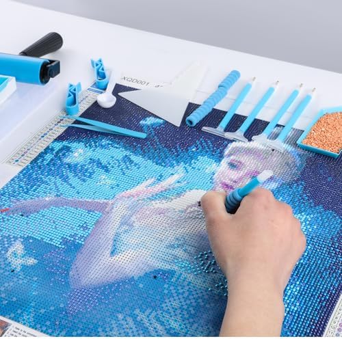 LYMUSUMI 61PCS 5D Diamonds Art Accessories and Tools Kits with Diamond Painting Roller and Diamond Art Storage Box for Adults or Kids(Blue)