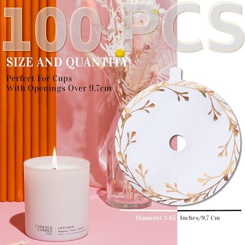 CDXHOME Candle Dust Covers |100pcs Floral Translucent Kraft for Candle or Craft Fragrance Candles Decoration | Candle Topper Protection Accessories (3.85in/9.7cm