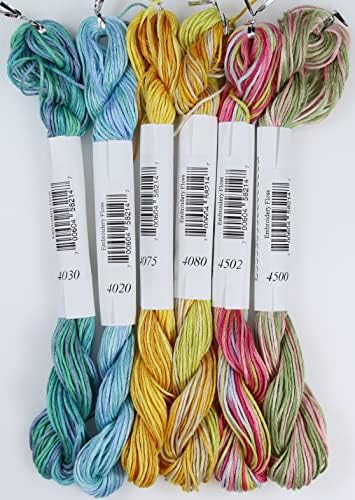 KCS Big skeins of 25 Meters Size 25 Color Variegated Cross Stitch Stranded Threads,6 skeins,16