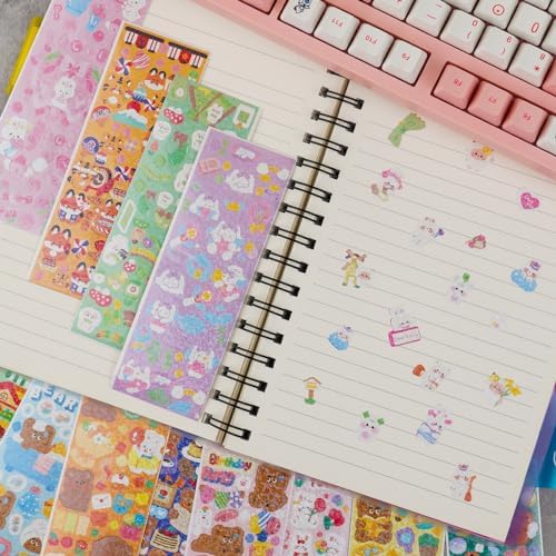 110 Sheets Korean Sticker Kpop Deco Stickers Photocard Kpop Sticker Butterfly Ribbon Heart Cute Stickers for Photocards Binder Arts Crafts Scrapbooking Journaling
