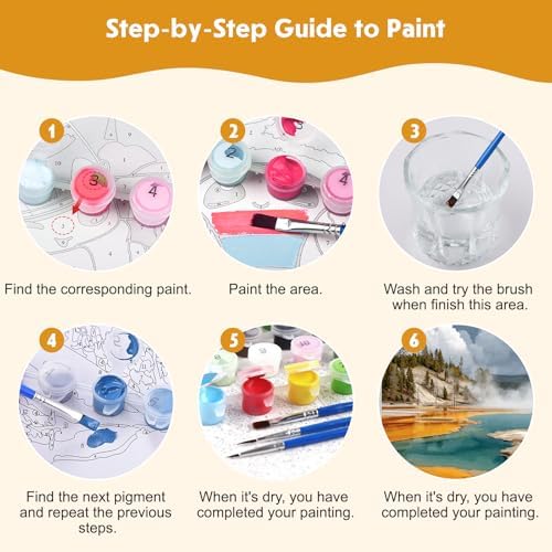 NEWENMO 4 Pack Paint by Numbers for Adults with Wooden Framed, Rock Canyon, Lake, Paint by Number Kits on Canvas for Beginner, DIY Acrylic Oil Painting Kits for Home Decor 8x12 inch, National Park