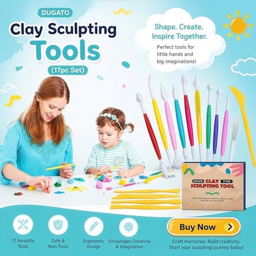 DUGATO Clay Sculpting Tools, 17 pc Double-Sided Modeling Set