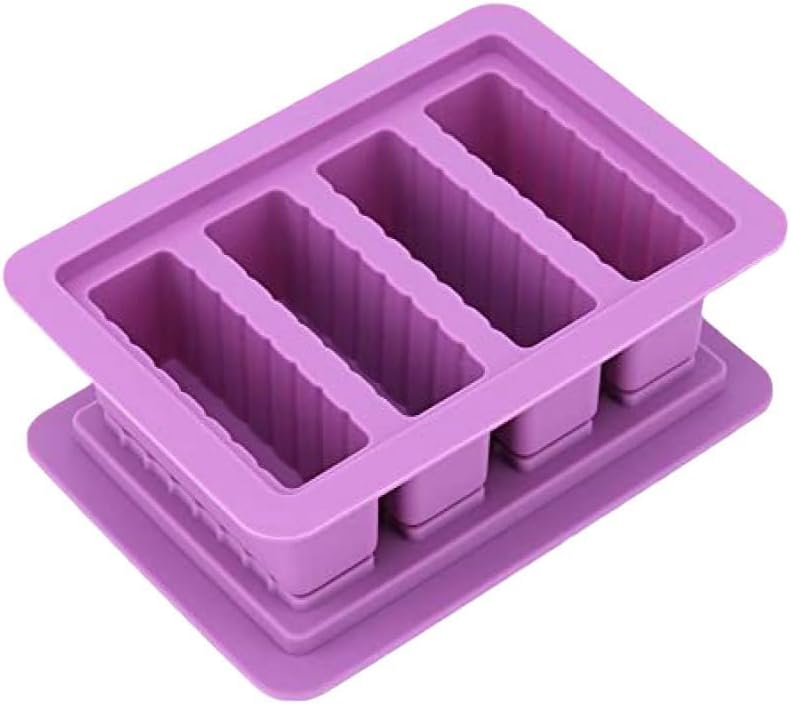 2PCS Butter Silicone Mold with Lid, Non-Stick Butter Mold Tray with Measurements, Butter stick molds with butter paddles for Making Butter for Chocolate Making and Homemade Cakes Baking (Blue&Purple)