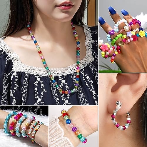 FANDAMEI 0.8mm Elastic Strings for Bracelets, Crystal Stretch Bead Cord for Jewelry Making, Clear Stretchy Elastic String Cord for Beading, Transparent Thread for Bracelet Necklace Making