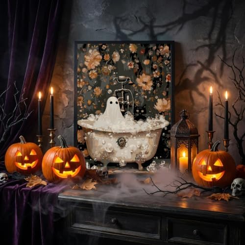 Halloween Paint by Numbers Kit for Adults,Ghost DIY Oil Painting 12x16In