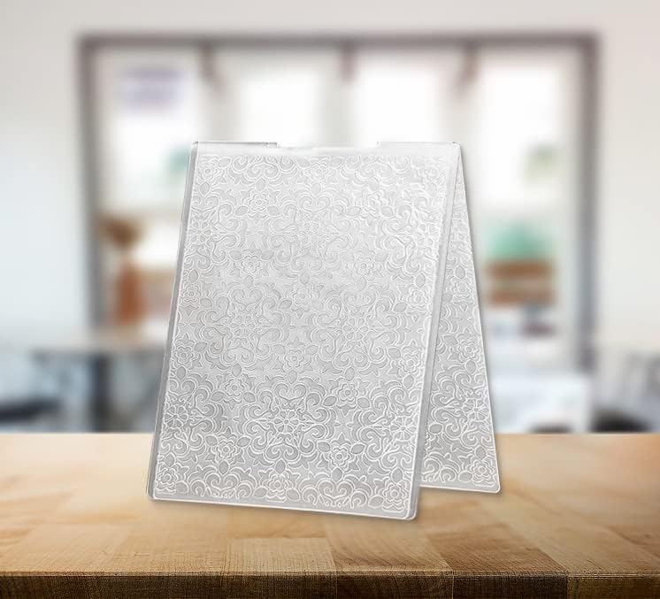ALIBBON Flower Background Plastic Embossing Folders for Card Making, Flower Frame Embossing Folders for DIY Scrapbooking, Lace Flowers Template Folders for Paper Craft Photo Album Decorations
