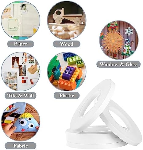 Kesote 5 Rolls Double Sided Tape for Crafts Scrapbooking Card Making, 1/4" Thin Double Sided Adhesive Tape Roll