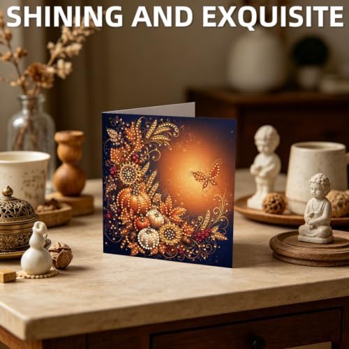 POETRYDRAW DIY Diamond Art Painting Greeting Card Kit, Creative Craft Set for Card Making,Autumn Harvest