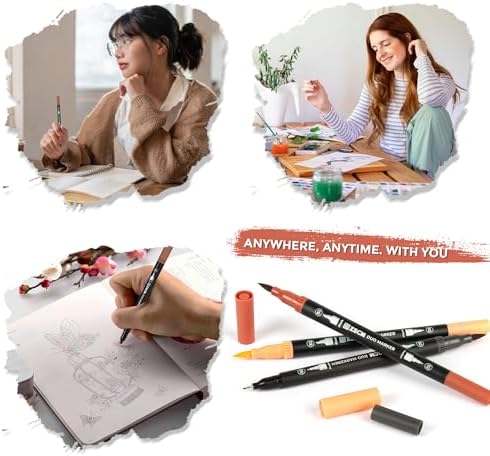 ZSCM QUALITY DECIDES THE FUTURE Skin Tone Duo Tip Marker Pens, 12 Fine & Brush Tip Pen For Adult Coloring Books