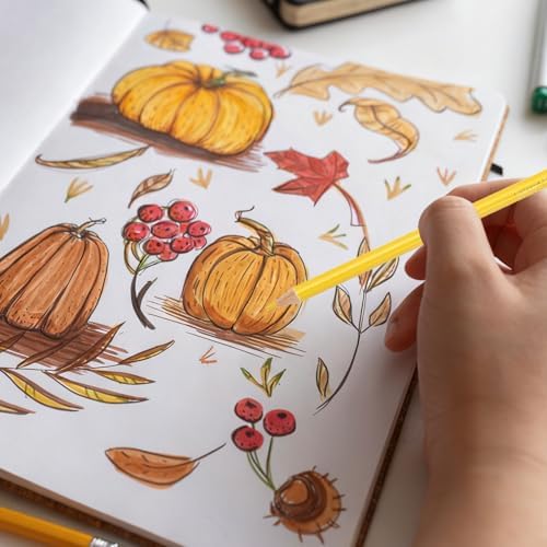 PATIKIL Colored Pencils, Yellow Color Drawing Pencils with Oil-Based Cores Art Scrapbook Supplies for Adult Coloring Books Artists Beginners Drawing Sketching, 10 Pcs