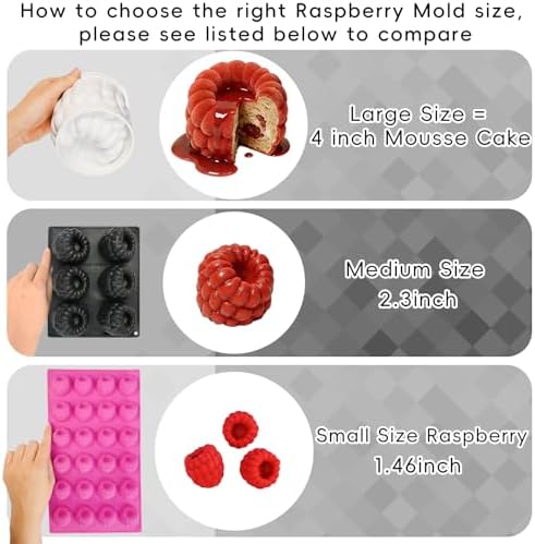 Raspberry Fruit Molds 6-Cavity, Large Raspberry Silicone Molds | Non-Stick 3D Fruit Shaped Molds for Mousse Cake Baking Pastry Frozen Treats Chocolate Ice Cream Soap Candle Making