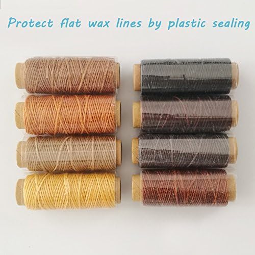JANYUN 264 Yards 150D Leather Sewing Waxed Thread Cord for Leather Craft DIY 1mm Diameter 8 Colors Sewing Thread Cord,Each of 33 Yards (Color A)