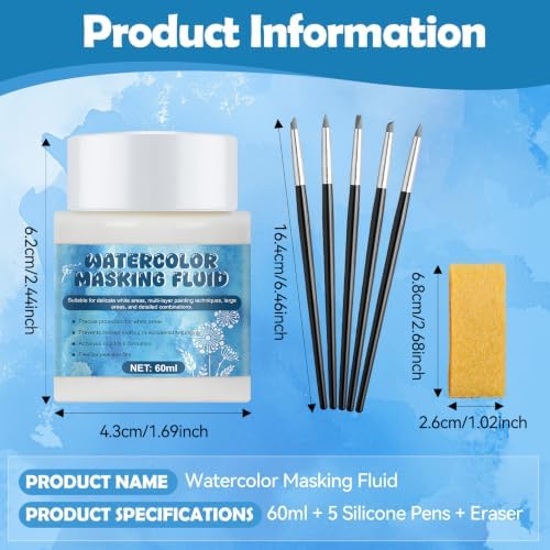 Watercolor Masking Fluid, Resistant Ink, Quick-Drying, Easy Peel,2 Oz
