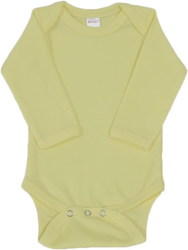 Monag Long Sleeve Baby Bodysuit, Long Sleeve Blank Solid Color Baby One-Piece, 100% Cotton Infant Bodysuit, Creeper
