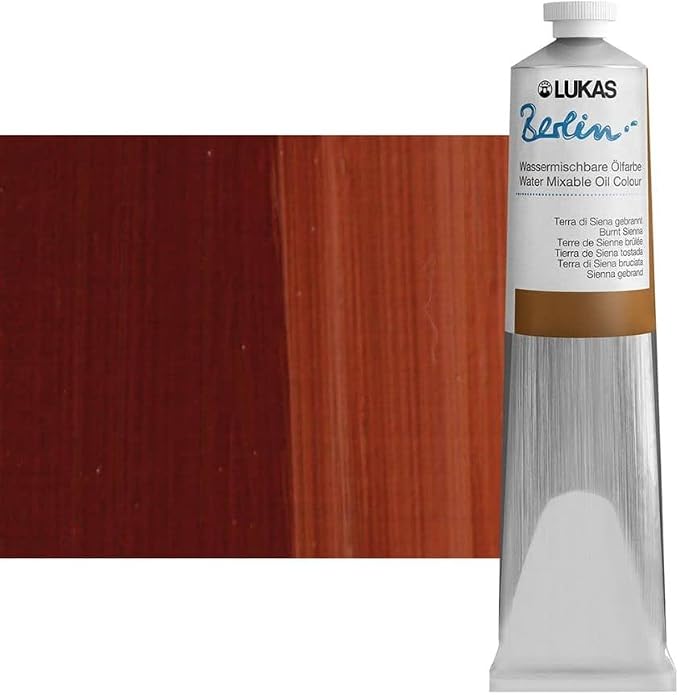 LUKAS Berlin Oil 200 ml – Water Mixable Oil Paint in Premium Quality – Terra di Siena Burnt