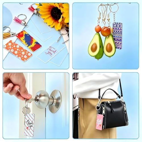 100 Pieces Rectangular Acrylic Blanks for Keychain Names Tags | Clear Keychain,Luggage Signs,Unfinished Bulk DIY Crafts Decorative Material 2mm