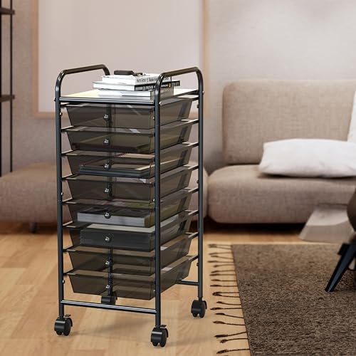 Simple Houseware 8 Drawers Rolling Utility Cart Art Craft Storage, Black