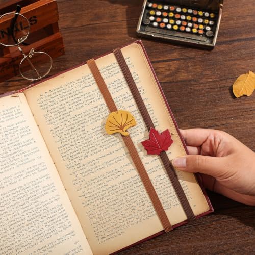 2PCS Vintage Elastic Leather Bookmark for Women, Elastic Bands Leather Book Marks, PU Bookmarks Planner Accessories, for Book Lover, Reader, Notebooks,Hardcover Journals, Planners, Binders