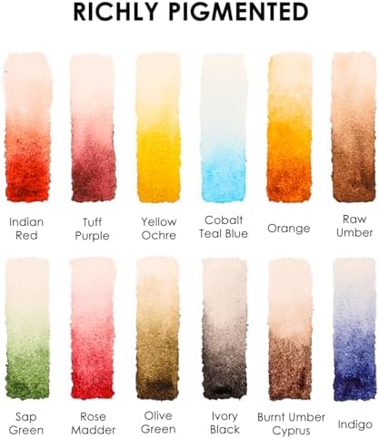 Grabie 12 Color Travel Watercolor Paint Set, Pocket Palette, Autumn