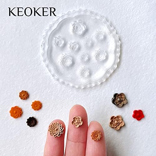 KEOKER Polymer Clay Molds - 4 Pcs Flower & Leaf Molds for Jewelry Making, Daisy Miniature Clay Molds for Earrings Decoration (Mini Flower & Leaf)