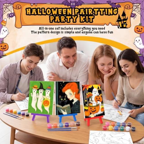 Blosssound 10 Set Halloween Pre Printed Canvas for Painting 5x7, Vintage