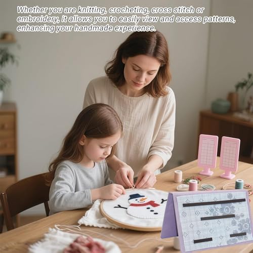 Cowenhey Knitting Pattern Holder with Pocket, Knitting Chart Holder with 4 Replacement Magnets, Holder Foldable Chart for Fixed Crochet Pattern