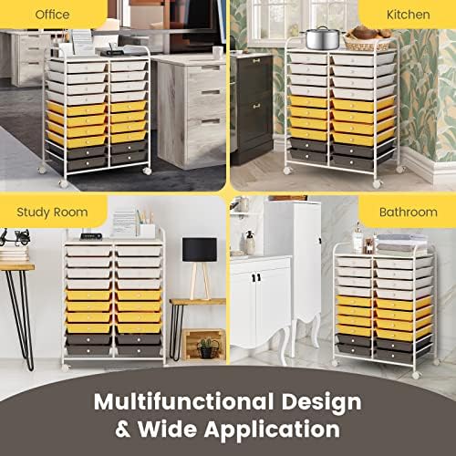 COSTWAY 20-Drawer Rolling Storage Cart, Utility Storage Organizer Cart
