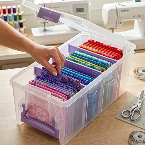 ArtBin Semi Satchel Portable Craft Organizer with 3 Dividers - Clear Plastic Storage Case for Art & Craft Supplies