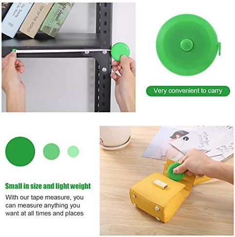 Measuring Tape Retractable, 60 Inch Soft Fabric Tape Measure for Body, Push Button Sewing Measurement Tape for Cloth Waist(3 Pack/Green)