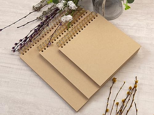 potricher 12 x 12 Inch Large DIY Scrapbook Photo Album 80 Pages, Yellow | Thick Kraft Paper Scrap Book Photo Albums, Memory Book for Wedding, Anniversary, Baby, Family, Travel, DIY Projects