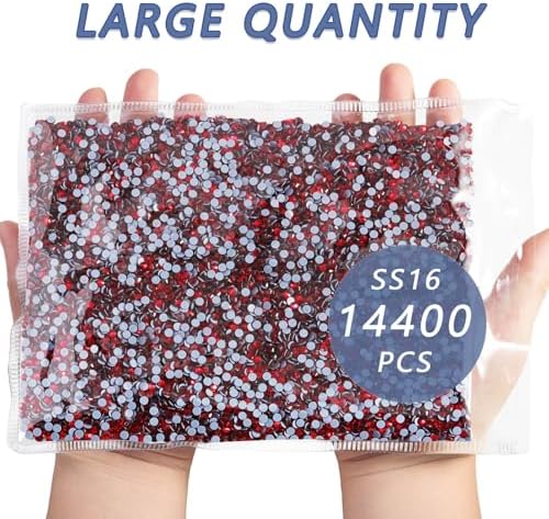 Beadsland Hotfix Rhinestones Bulk, Siam, SS16, 14400pcs