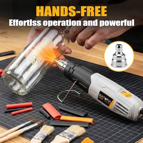 BATAVIA 380W Mini Heat Gun with 2 Temp (572°F/1022°F)+Nozzle for DIY Crafts | Uniform Heat Tech, Fast Heating, Dual Protection Fuses, 2 Temp (572°F/1022°F) for DIY Crafts, Vinyl Wrap, Shrink Tubing