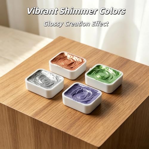 Forestry Shifting Watercolor Painting Set,Shifting Watercolor Painting Set,20 Colors Watercolor Painting Set,Metallic Watercolors,Glitter Watercolor Paint For Children Adults Art Painting (Wooden box 84 colors)