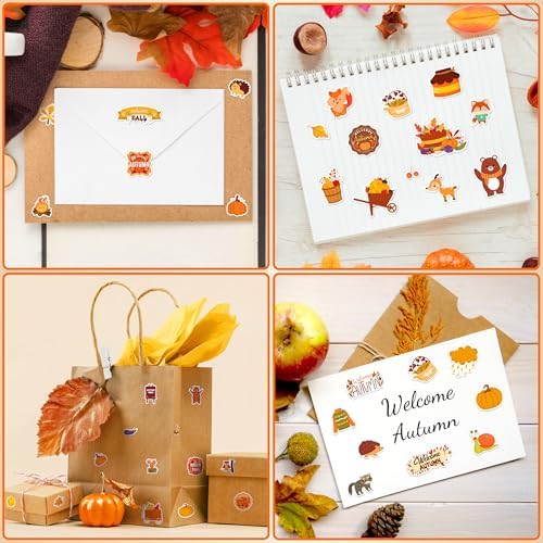 LINAYE 48 Sheets Fall Stickers for Kids 1440Pcs Autumn Leaves Stickers Bulk