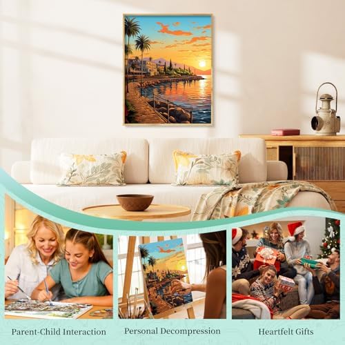 Paint by Numbers Kit for Adults, Sunset DIY Painting Kit, 16x20 Inch
