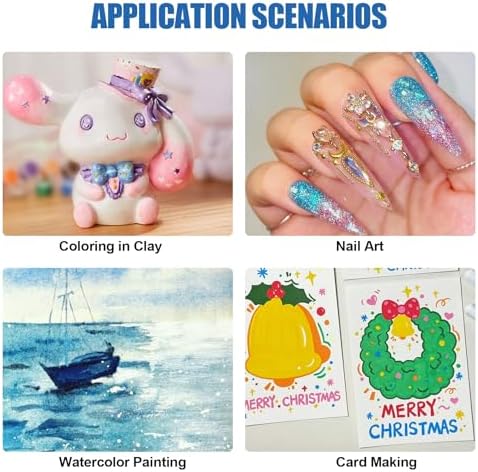 CraftyManor Mini Glitter Watercolor Paint Set with Paper, 24 Colors Shimmer Metallic Watercolour Painting Sets, Solid Pearl Water Color Paints for Adult, Blue 1ml (Heartbeat of the Ocean)