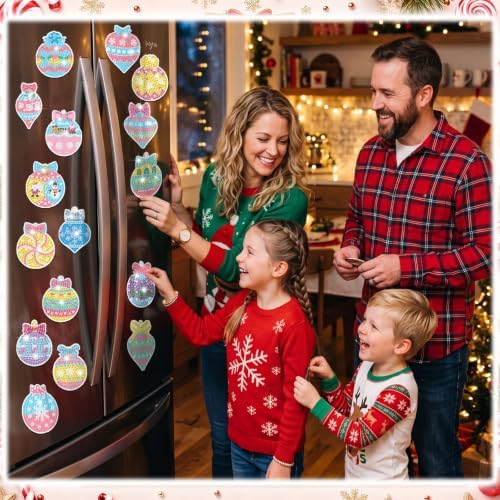 Motipuns 30 Pcs Diamond Magnets,Christmas Lollipop,Pastel