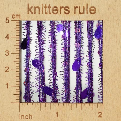 Artisanal Yarn Collection Multifiber Fancy Yarn for Knitting Crocheting Crafts DIY, Set of 3 Rolls (Purple Teardrop Sequins)