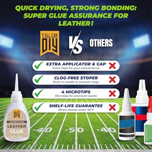 Y'allCanDiy Super Glue for Leather - Cyanoacrylate Glue for Leather Repair, Upholstery, Furniture, Purses & Leathercraft – Strong, Waterproof Bond