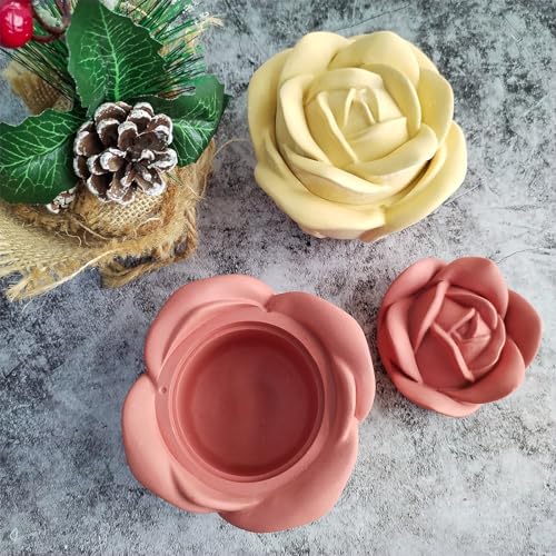 Wehous 3D Rose Box Mold with Lid, Flower Jar Bowl Resin Mold Silicone, Unique Candle Holder Container Storage Silicone Molds for Epoxy Resin, DIY Jewelry Trinket Holder Concrete Cement Craft Decor