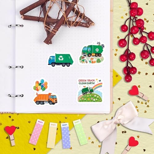 100Pcs Garbage Truck Stickers for Water Bottle, Laptop - Trash Truck Stickers - Garbage Car Party Supplies & Decoration- Gift for Women & Men
