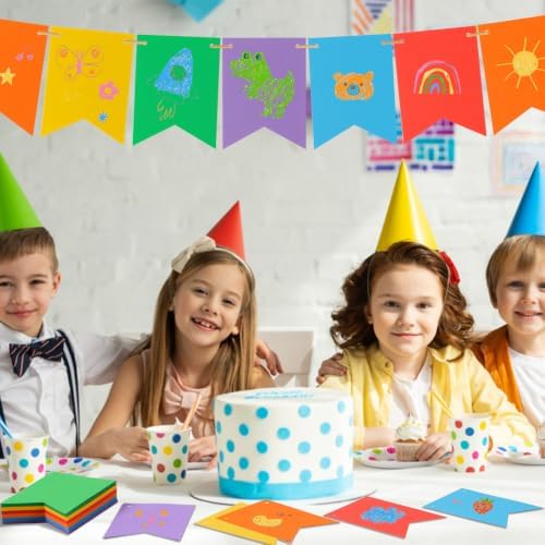 MixTeach 120 pcs Paper Banner Flags Cutouts Colorful Swallowtail Banners